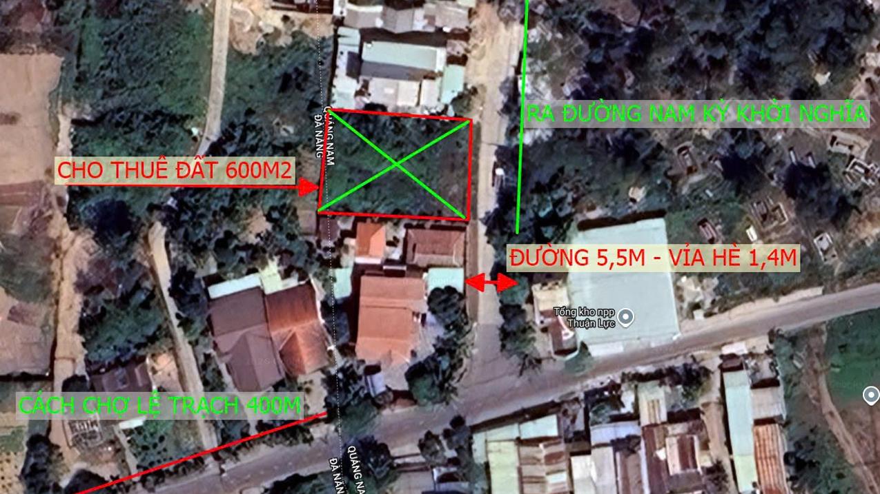 Cho thuê đất 600m2 gần chợ Lệ Trạch